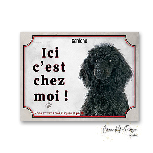 Plaque caniche Attention au chien panneau de portail je monte la garde