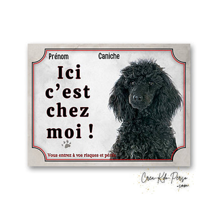 Plaque caniche Attention au chien panneau de portail je monte la garde