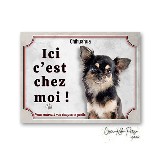 Plaque Chihuahua Attention au chien panneau de portail je monte la garde