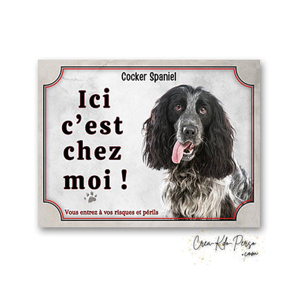 Plaque cocker Attention au chien panneau de portail je monte la garde