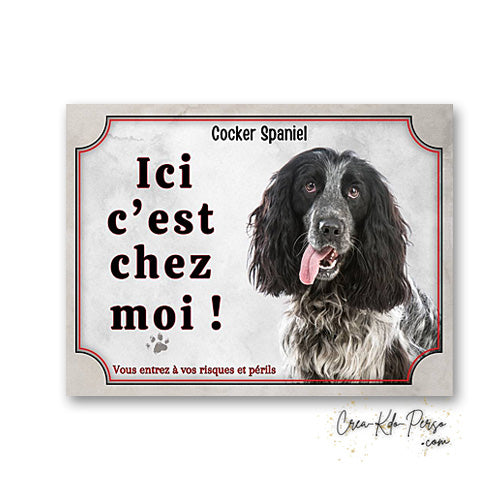 Plaque cocker Attention au chien panneau de portail je monte la garde