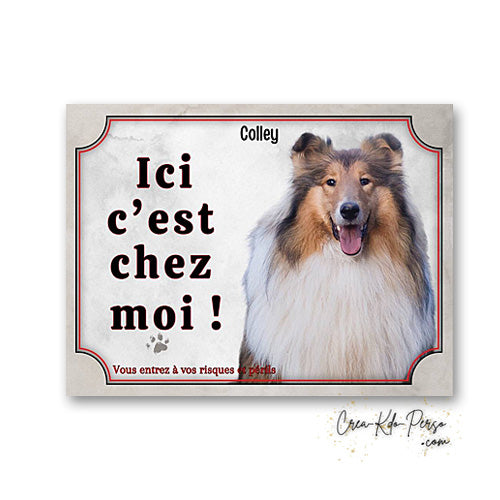 Plaque colley Attention au chien panneau de portail je monte la garde