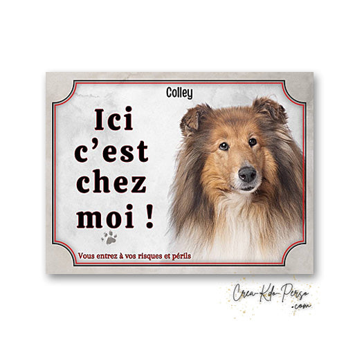 Plaque colley Attention au chien panneau de portail je monte la garde