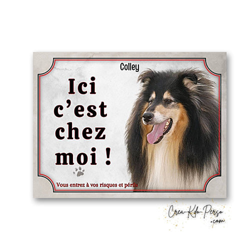 Plaque colley Attention au chien panneau de portail je monte la garde