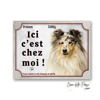 Plaque colley Attention au chien panneau de portail je monte la garde