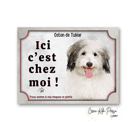 Plaque coton de tulear Attention au chien panneau de portail je monte la garde