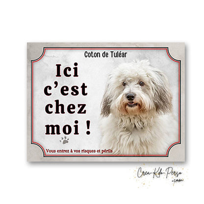Plaque coton de tulear Attention au chien panneau de portail je monte la garde