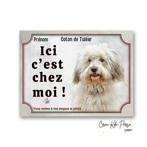 Plaque coton de tulear Attention au chien panneau de portail je monte la garde