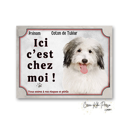 Plaque coton de tulear Attention au chien panneau de portail je monte la garde