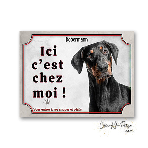 Plaque dobermann Attention au chien panneau de portail je monte la garde