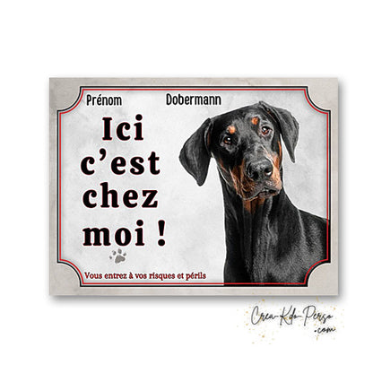 Plaque dobermann Attention au chien panneau de portail je monte la garde