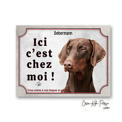 Plaque dobermann Attention au chien panneau de portail je monte la garde