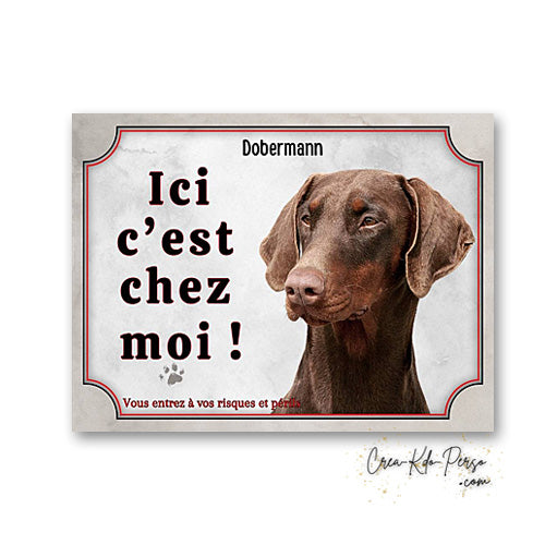Plaque dobermann Attention au chien panneau de portail je monte la garde