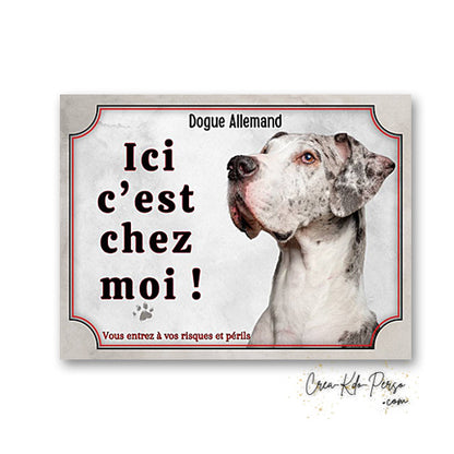 Plaque Dogue Allemand je monte la garde panneau de portail Attention au chien