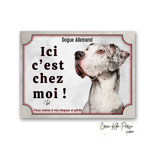 Plaque Dogue Allemand je monte la garde panneau de portail Attention au chien