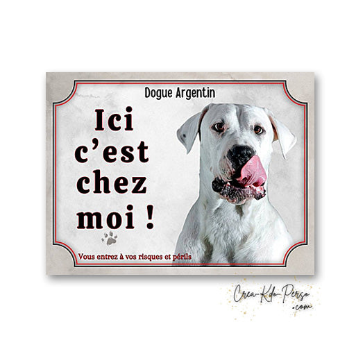 Plaque dogue argentin Attention au chien panneau de portail je monte la garde
