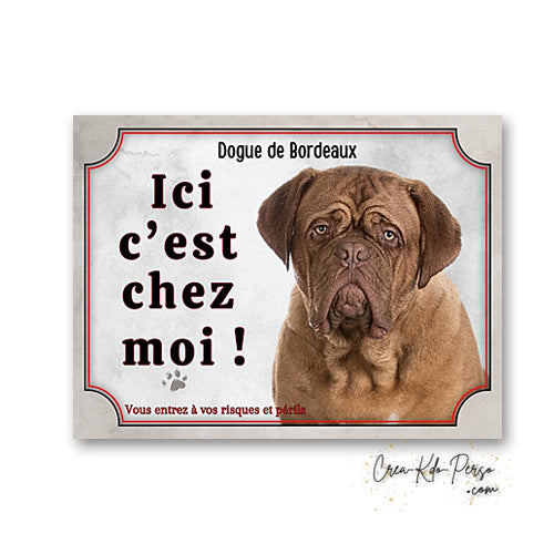 Plaque dogue de bordeaux Attention au chien panneau de portail je monte la garde