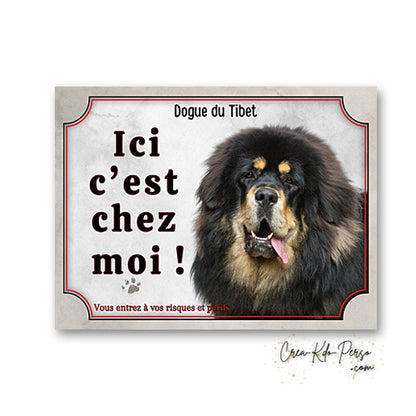 Plaque dogue du tibet Attention au chien panneau de portail je monte la garde