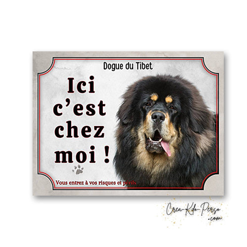 Plaque dogue du tibet Attention au chien panneau de portail je monte la garde