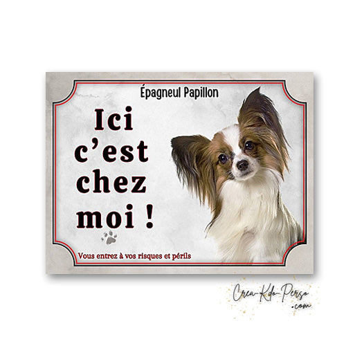 Plaque epagneul papillon Attention au chien panneau de portail je monte la garde