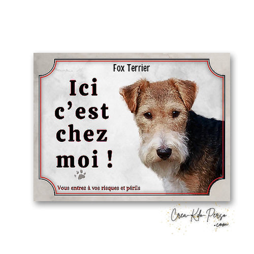 Plaque fox terrier Attention au chien panneau de portail je monte la garde