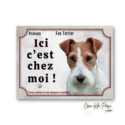 Plaque fox terrier Attention au chien panneau de portail je monte la garde