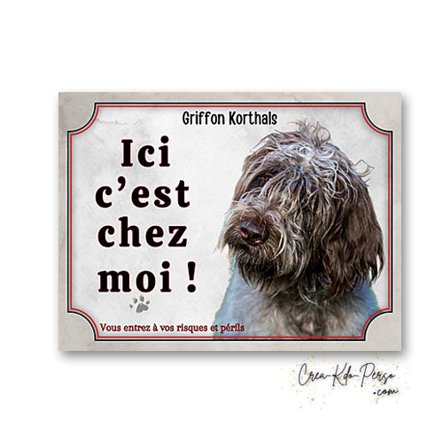 Plaque griffon korthals Attention au chien panneau de portail je monte la garde