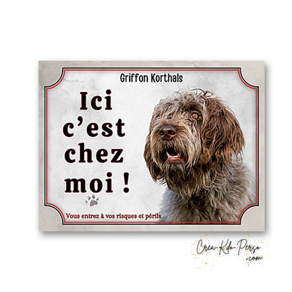 Plaque griffon korthals Attention au chien panneau de portail je monte la garde