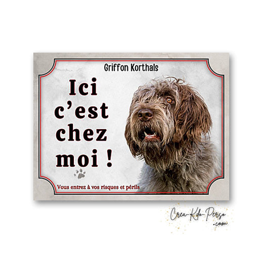 Plaque griffon korthals Attention au chien panneau de portail je monte la garde