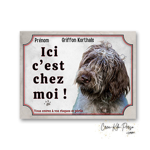 Plaque griffon korthals Attention au chien panneau de portail je monte la garde