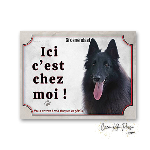 Plaque Groenendael Attention au chien panneau de portail