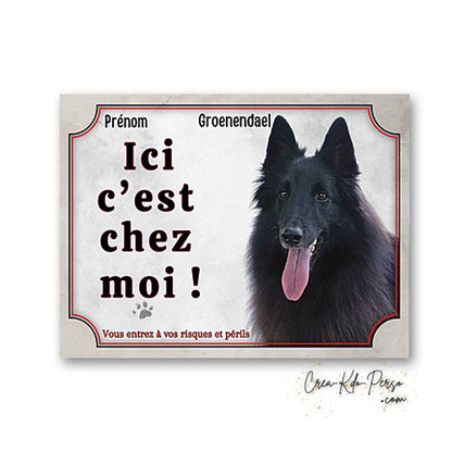 Plaque Groenendael Attention au chien panneau de portail