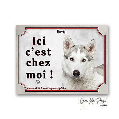 Plaque Husky panneau de portail Attention au chien