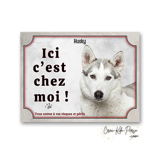 Plaque Husky panneau de portail Attention au chien