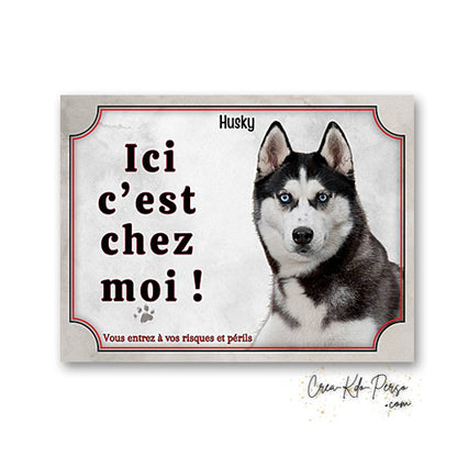 Plaque Husky panneau de portail Attention au chien