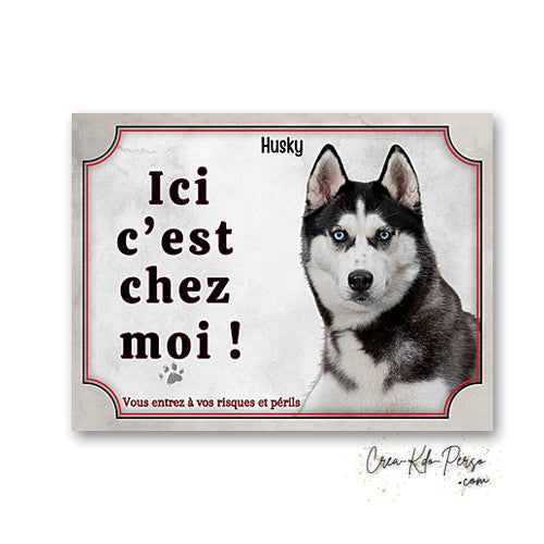 Plaque Husky panneau de portail Attention au chien