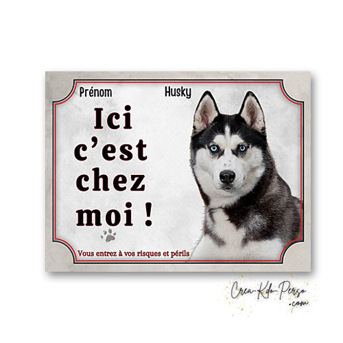 Plaque Husky panneau de portail Attention au chien