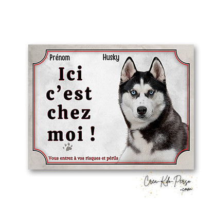 Plaque Husky panneau de portail Attention au chien