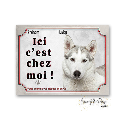 Plaque Husky panneau de portail Attention au chien