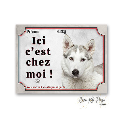 Plaque Husky panneau de portail Attention au chien