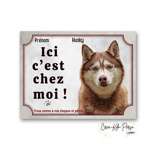 Plaque Husky panneau de portail Attention au chien