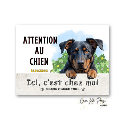 Plaque de portail Beauceron ici c'est chez moi panneau pancarte je monte la garde 