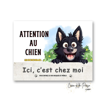 Plaque Groenendael Attention au chien panneau de portail