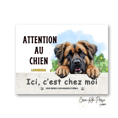 Plaque Leonberg Attention au chien panneau de portail