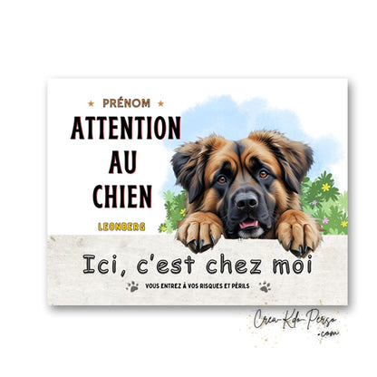 Plaque Leonberg Attention au chien panneau de portail