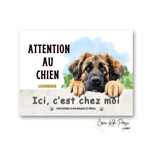 Plaque Leonberg Attention au chien panneau de portail
