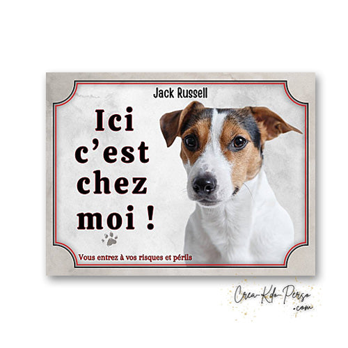 Plaque Jack Russell Attention au chien panneau de portail