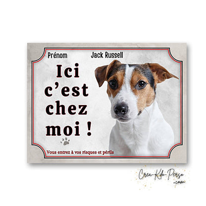 Plaque Jack Russell Attention au chien panneau de portail