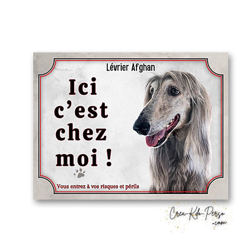 Plaque levrier afghan Attention au chien panneau de portail je monte la garde