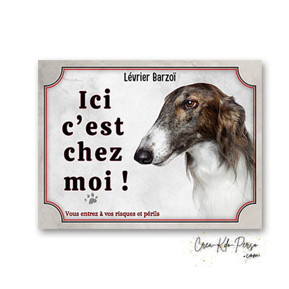 Plaque levrier barzoi Attention au chien panneau de portail je monte la garde